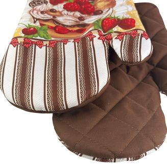 Rękawice kuchenne 18x27 z magnesem 2 szt. brązowe słodki deser