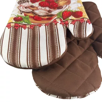 Rękawice kuchenne 18x27 z magnesem 2 szt. brązowe słodki deser