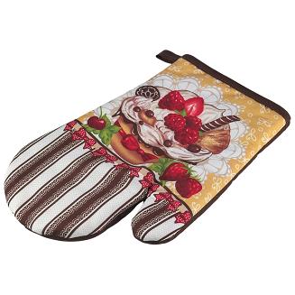 Rękawice kuchenne 18x27 z magnesem 2 szt. brązowe słodki deser