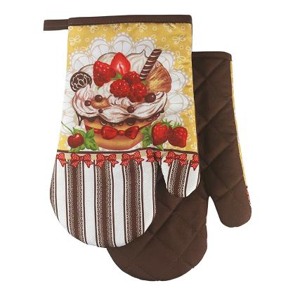 Rękawice kuchenne 18x27 z magnesem 2 szt. brązowe słodki deser