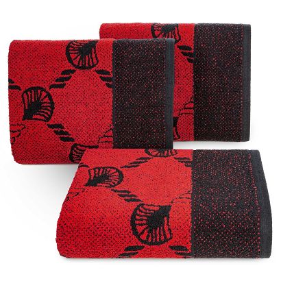 Ręcznik bawełniany DORIAN 70x140 Eurofirany czarny+czerwony