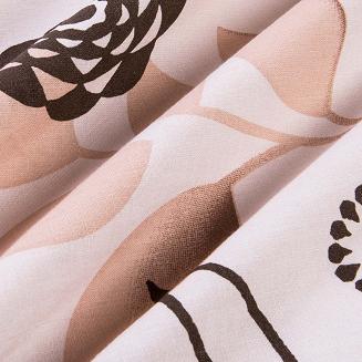 Pościel bawełniana COTTONLOVE 180x200 beżowa brązowa dekoracyjne kwiaty