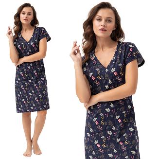 Koszula damska LUNA kod 79 granatowa w leśne kwiaty