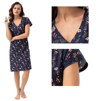 Koszula damska LUNA kod 79 granatowa w leśne kwiaty