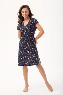 Koszula damska LUNA kod 79 granatowa w leśne kwiaty