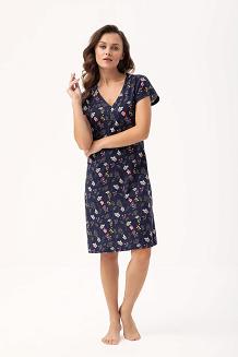 Koszula damska LUNA kod 79 granatowa w leśne kwiaty