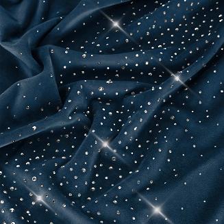 Bieżnik dekoracyjny SHINY 60x120 welurowy granatowy z kryształkami