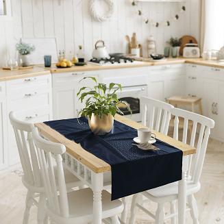 Bieżnik dekoracyjny SHINY 60x120 welurowy granatowy z kryształkami