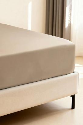 Prześcieradło bambusowe z gumką 140x200 ciemnobeżowe