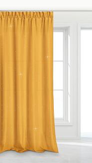 Zasłona gotowa na taśmie CRYSTAL 140x250 musztardowa z kryształkami