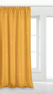 Zasłona gotowa na taśmie CRYSTAL 140x250 musztardowa z kryształkami