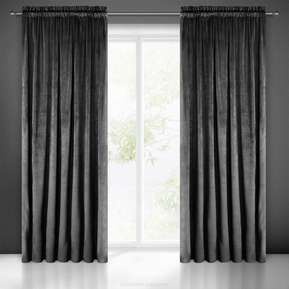 Zasłona gotowa na taśmie MELANIE 140x270 Eurofirany czarna