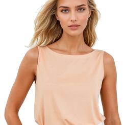 Koszulka damska na szerokich ramiączkach oversize Jakina morelowa