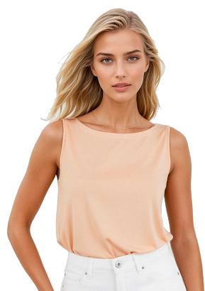 Koszulka damska na szerokich ramiączkach oversize Jakina morelowa