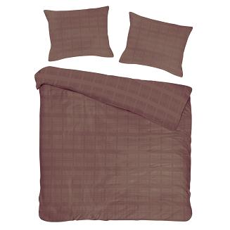 Pościel satyna bawełniana MARSELA EXCLUSIVE 200x220 brązowa w kratę