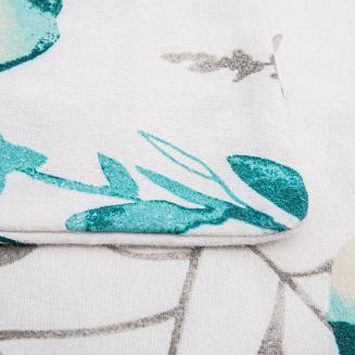 Pościel flanelowa FLANELOVE 160x200 biała w miętowe kwiatki