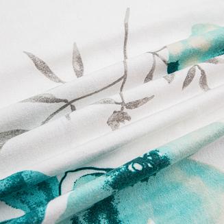 Pościel flanelowa FLANELOVE 160x200 biała w miętowe kwiatki