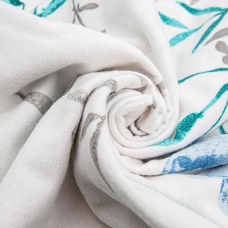 Pościel flanelowa FLANELOVE 160x200 biała w miętowe kwiatki