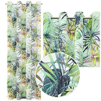 Zasłona gotowa na przelotkach ROMMY 140x250 Eurofirany biała zielona