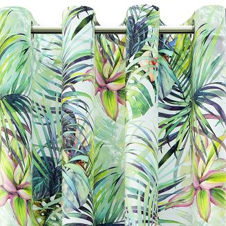 Zasłona gotowa na przelotkach ROMMY 140x250 Eurofirany biała zielona