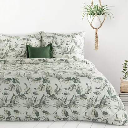 Pościel DONNA 220x200 Design91 zielona miętowa liście gałązki