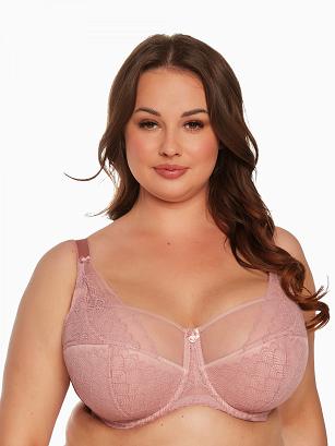Biustonosz z koronką Semi-Soft Clea MAXI 1235 półusztywniany różowy