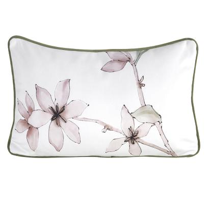 Poszewka dekoracyjna poduszka BIANCA 45x30 Eurofirany biała pudrowa dwustronna kwiaty pastelowe pasy