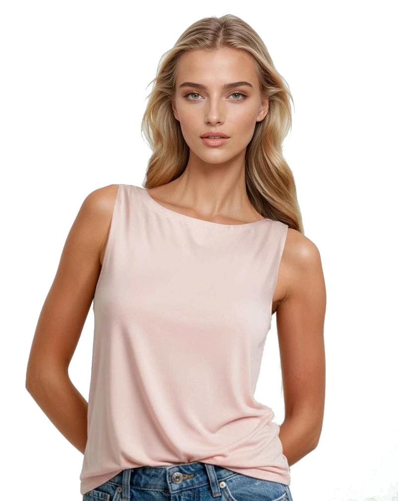 Koszulka damska na szerokich ramiączkach oversize Jakina różowa