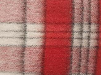 Koc wełniany z frędzlami 100% WEŁNA czerwony