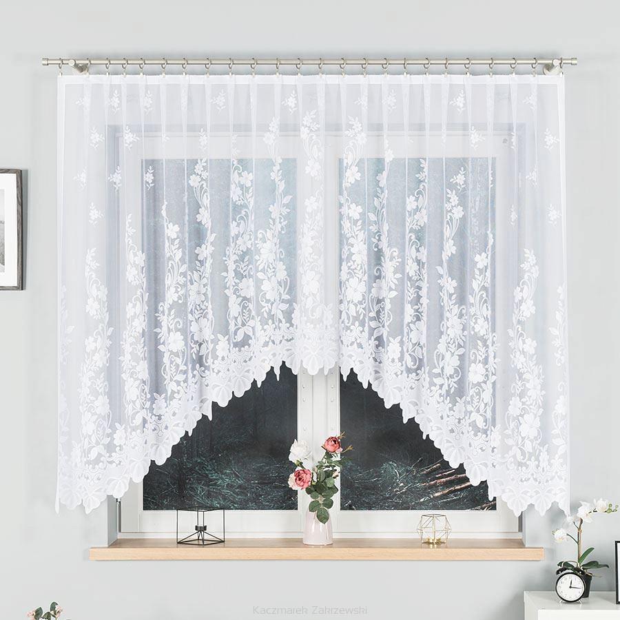 Firanka żakardowa gotowa na żabki LUDWIKA 320x150 biała