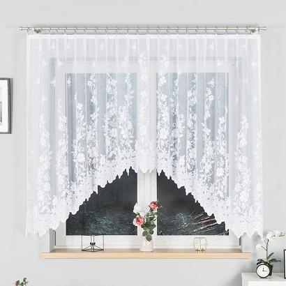 Firanka żakardowa gotowa na żabki LUDWIKA 320x150 biała