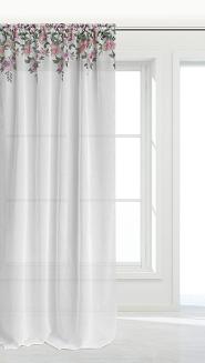 Zasłona gotowa na tasmie MANSION 140x250 biała pudrowa granatowa róże
