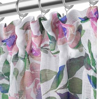 Zasłona gotowa na tasmie MANSION 140x250 biała pudrowa granatowa róże