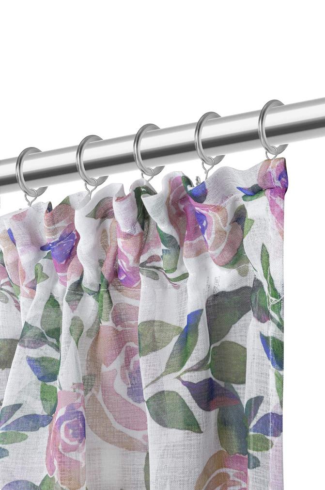 Zasłona gotowa na tasmie MANSION 140x250 biała pudrowa granatowa róże