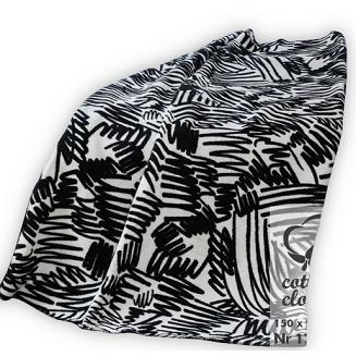 Koc bawełniano-akrylowy 150x200 czarne zygzaki