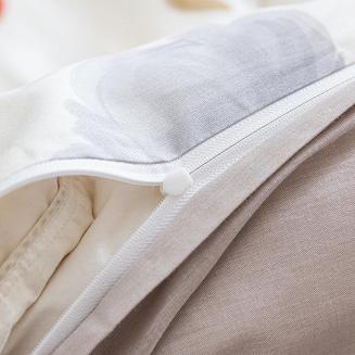 Pościel satynowa 160x200 kremowa beżowa rude szare kwiaty