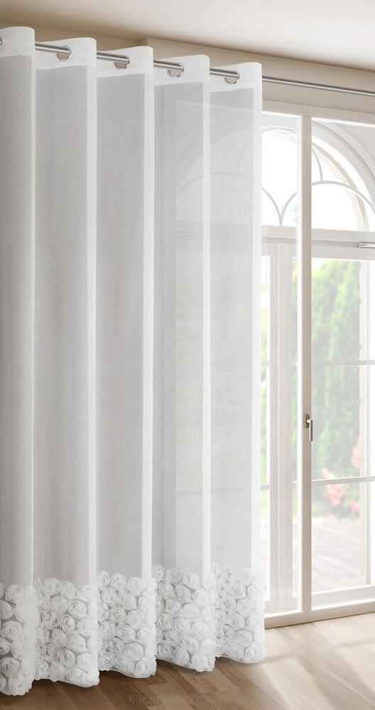 Zasłona gotowa na przelotkach ROSES 350x250 Eva Minge Eurofirany biały