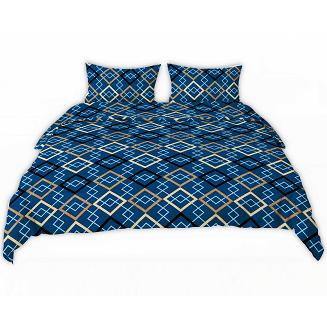 Pościel z kory 140x200 granatowa złota czarna romby