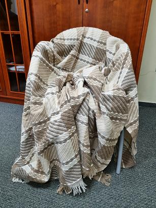 Narzuta dekoracyjna tkana 170x205 beżowa kremowa biała krata