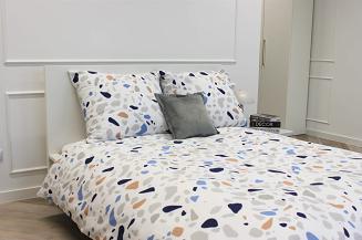 Pościel bawełniana LASTRYKO 140x200 biała wielokolorowa płytki lastrykowe