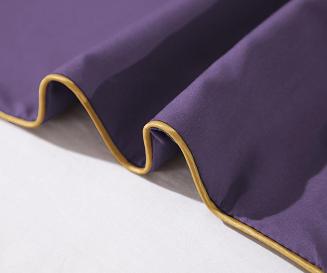 Pościel 160x200 fioletowa złoty haft satynowa lamówka