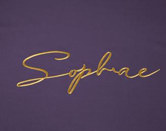 Pościel 160x200 fioletowa złoty haft satynowa lamówka