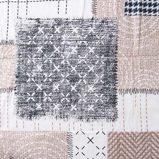 Pościel flanelowa FLANELOVE 180x200 beżowa biała granatowa patchwork