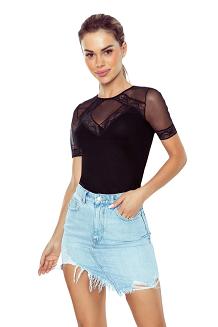 Bluzka damska bluzka z koronką i tiulowymi wstawkami Persefona czarna