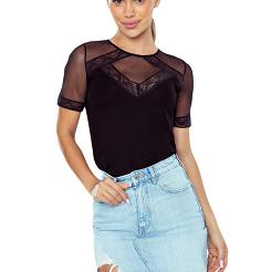 Bluzka damska bluzka z koronką i tiulowymi wstawkami Persefona czarna