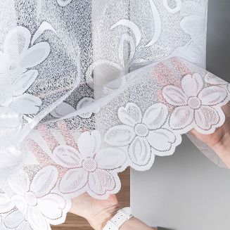 Firanka żakardowa gotowa na żabki RENATA 400x150 biała