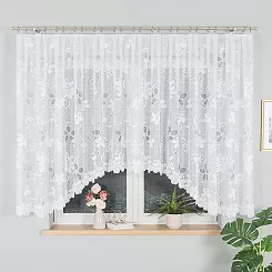 Firanka żakardowa gotowa na żabki RENATA 400x150 biała