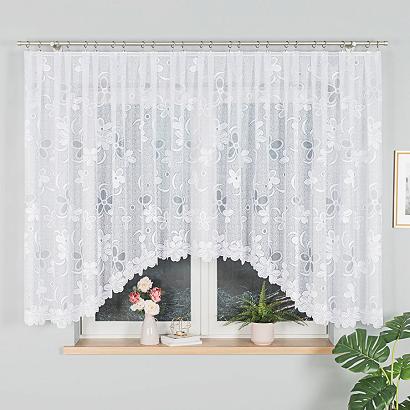 Firanka żakardowa gotowa na żabki RENATA 400x150 biała