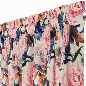 Zasłona gotowa na taśmie Rose Light 140x270 welurowa kremowa róże