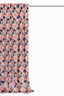 Zasłona gotowa na taśmie Rose Light 140x270 welurowa kremowa róże